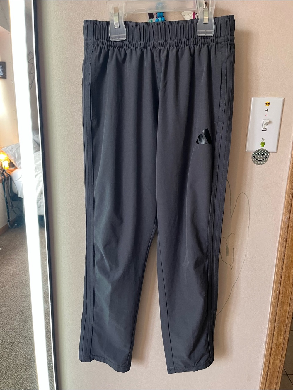 adidas Gray Kids windbreaker Joggers with Black Logo